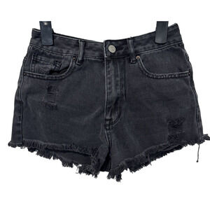 PacSun Women's‎ 24 Faded Black High Rise Festival Denim Shorts Rockabilly Sexy